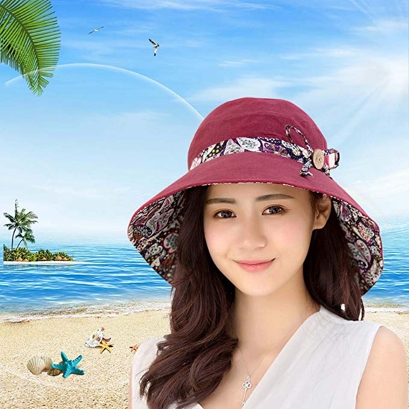 Womens Sun Summer UV Protection Floppy Beach Hat - Picture 3 of 4